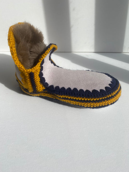 Pre-Order: Navy and Mustard Slippers