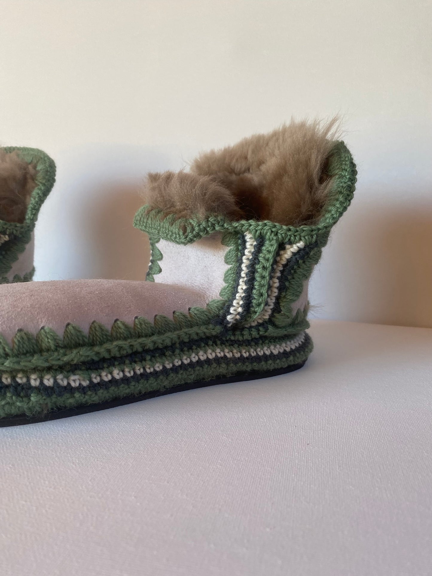 Pre-Order: Two tone Green and Cream Slippers